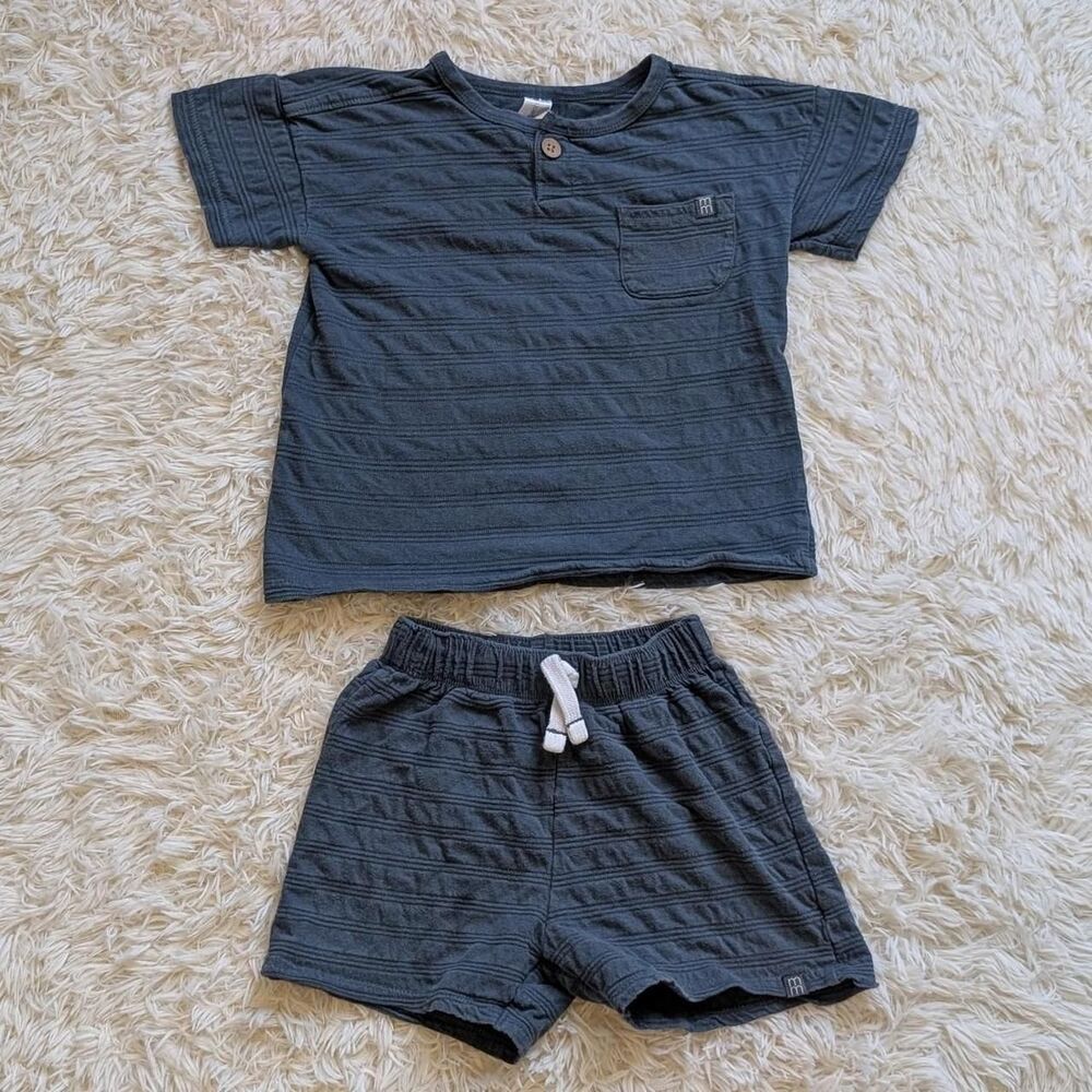 Modern Moments Boys Size 3T Dark Blue Cotton Short Sleeve Two Piece Set